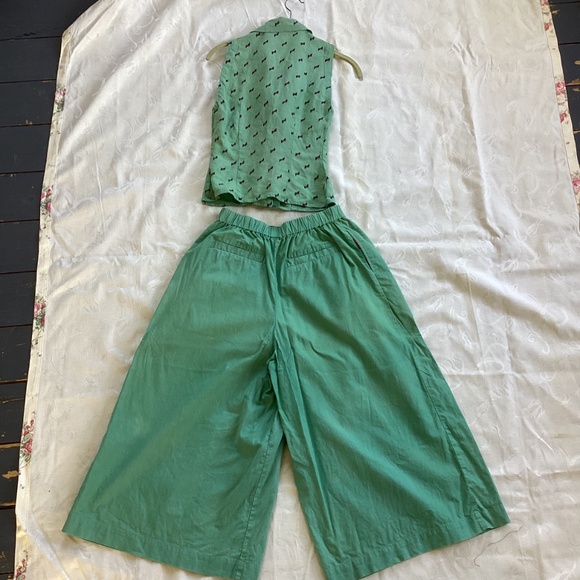 Vintage xs light green linen top, small marimekko linen pant set - Picture 8 of 8